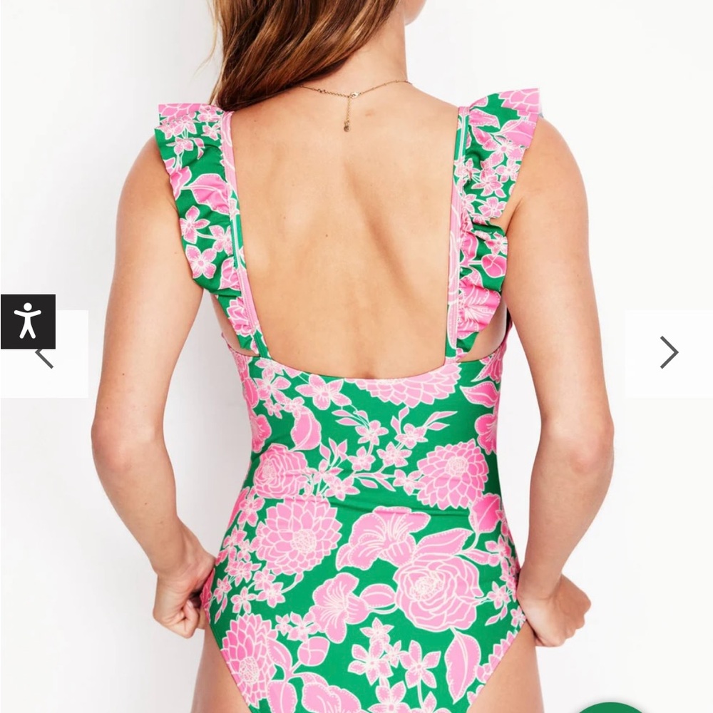 Boden Pink and Green Floral One Piece Swimsuit - Picture 2 of 7